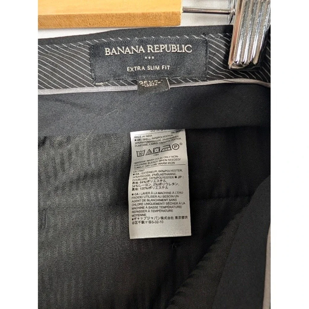 Banana Republic Extra Slim Stretch Dress Pants Mens 35x34 (Fits 36x33) Black